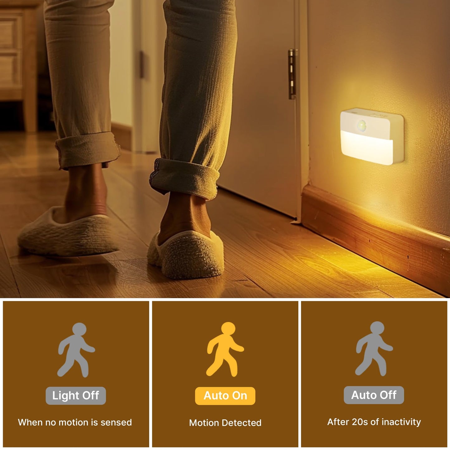 8 Pack Rechargeable Motion Sensor Stair Lights for Indoor, Wireless Battery Operated Night Light,Magnetic Led Stick On Portable Lamp for Step Hallway Closet Under Cabinet Bedroom Kitchen Bathroom
