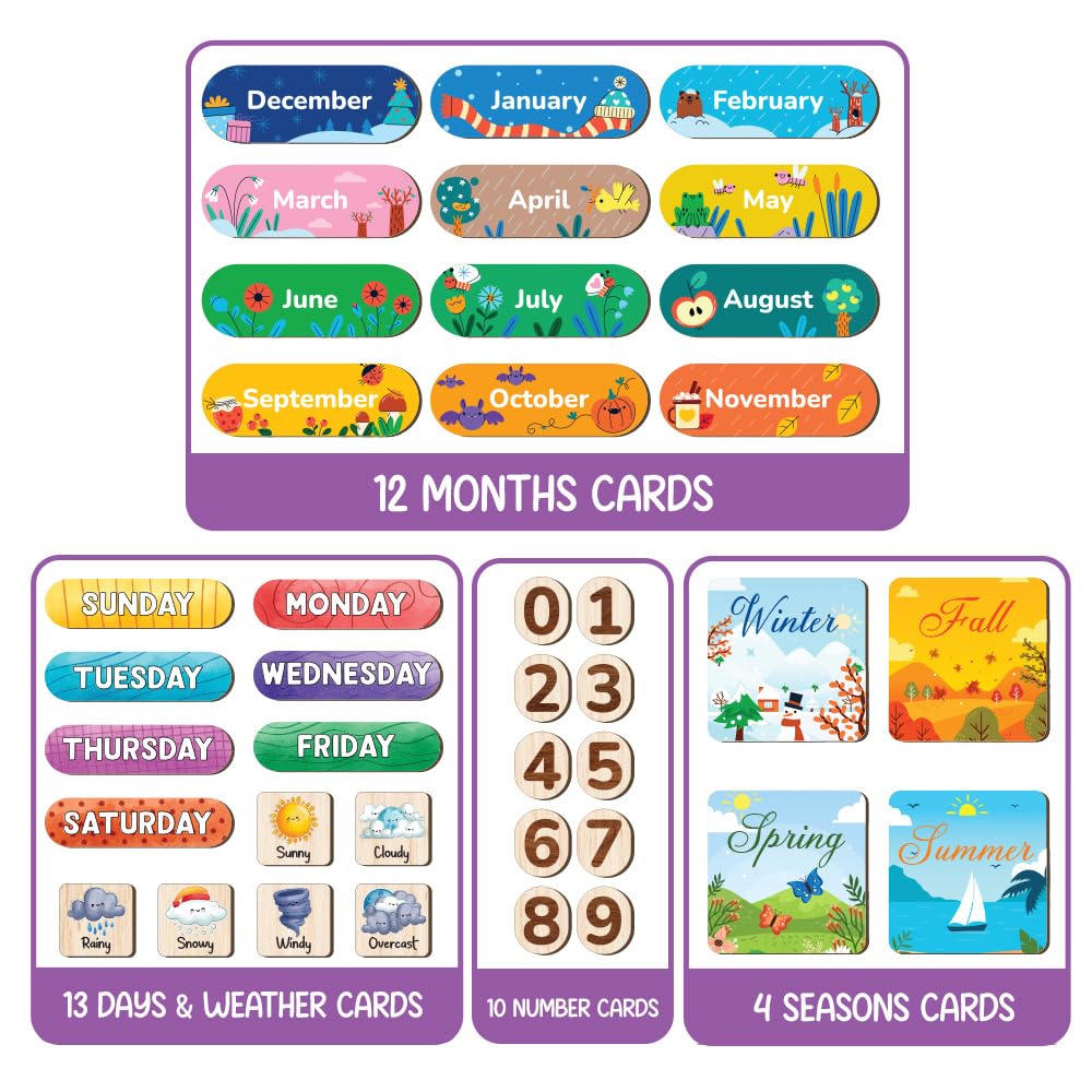 Wooden Daily Routine Chart, Kid Calendar, Routine Chart for Toddlers, Morning Bedtime Routine Chart for Toddlers (06)