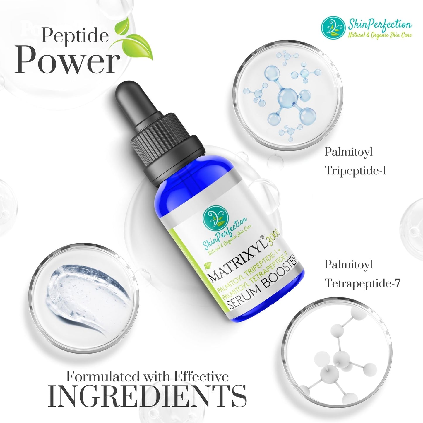 Skin Perfection Matrixyl 3000 Serum for Face Anti Aging - Face Serum for Women Anti Aging with Palmitoyl Tripeptide-1 Tetrapeptide 7 for Wrinkles & Fine Lines - Mix with Any Skincare Product - 0.5oz