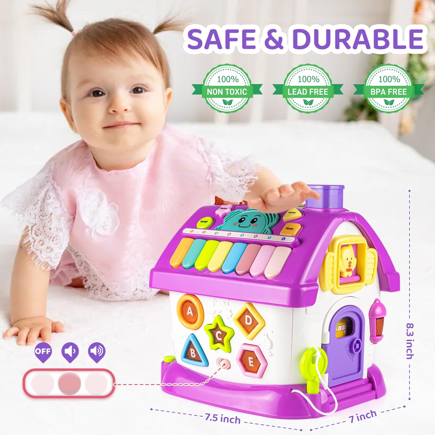 Marstone Montessori Toddler Toys for 1 Year Old Girl Gifts, 8 in 1 Multi-Functional Learning Baby Musical House for 1 2 3 Year Old Girl and Boy Birthday Gifts, Educational Baby Toys 6-12, 12-18 Months