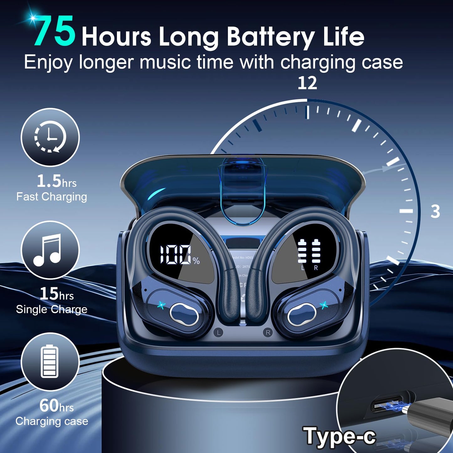 AI Translation Earbuds Real Time, 164 Language Translator Earbud 3-in-1 Bluetooth 5.4 Translator Earbuds with 6 Translation Modes, 75H Translators Headphones with APP for Travel Business, Royal Blue