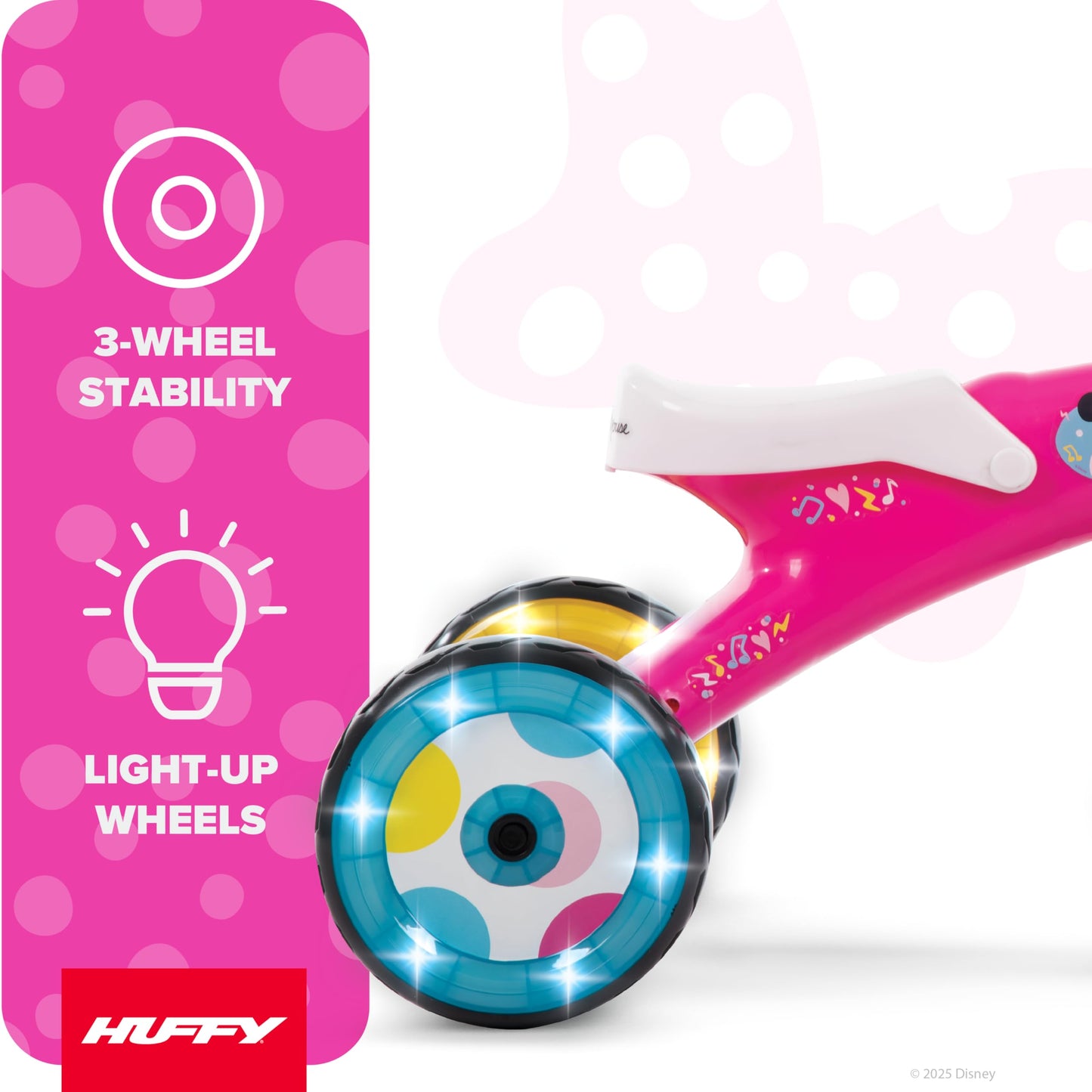 Huffy Disney Minnie Mouse Electro-Light Girl's Trike, Ideal for Ages 3+, Minnie Mouse Graphics, Colorful and Playful Design, Simple Coaster Brake, Sturdy and Durable, Safe for Toddlers