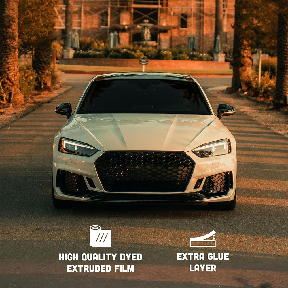 United Professional Window Tint 5% VLT 24" in x 100'Ft 1Ply Dyed Film Upgraded - Privacy Window Tint for Car, Home, Blocks UV/IR Rays, Reduce Heat & Glare - Adhesive Window Film Standard Black Color