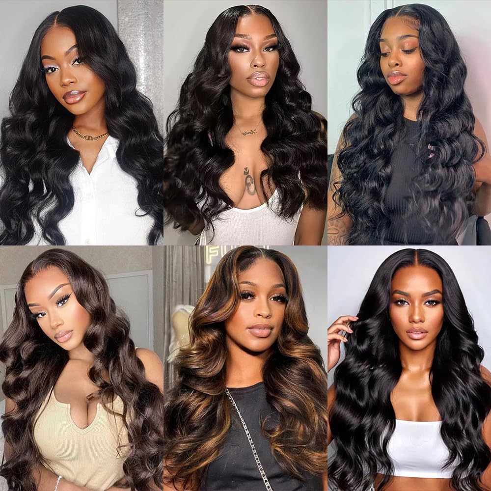 12A Human Hair Bundles with 2x6 Closure 10 12 14 with 10 Inch Brazilian Body Wave Bundles Human Hair with 2x6 HD Lace Closure 100% Unprocessed Virgin Human Hair Weave 3 Bundles Deals with Closure