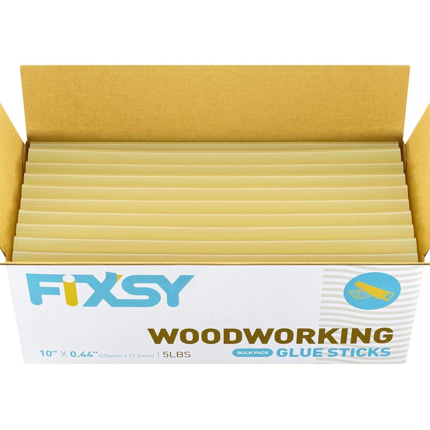 FIXSY Hot Glue Gun Sticks Woodworking, Multi Temp, Full Size 10" Long x .44" Diameter 7/16 11mm, 5LB Box Glue Stick, Approx. 90 Sticks- Compatible with Most Glue Guns