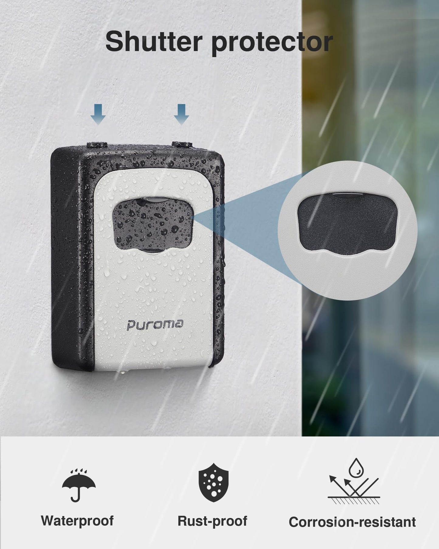 Puroma Lock Box, Large Key Lock Box Resettable Combination Code Lockbox, Portable Wall Mount Lockbox Waterproof Security Safe Box for Outside Outdoor Home Office Door Handle House Key, Gray (4 Pack)