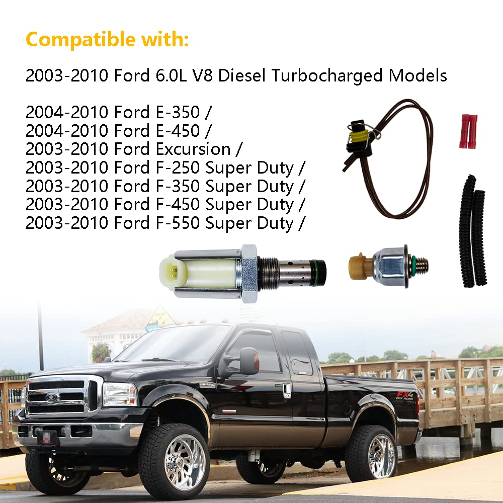 6.0 IPR Valve with ICP Sensor and Pigtail | Replacement for 2003-2010 F250 F350 F450 F550 E450 Super Duty Excursion, 04-10 E350 E450 | Replace# CM-5126, 1846057C1, 4C3Z-9F838-A, 1845428C91