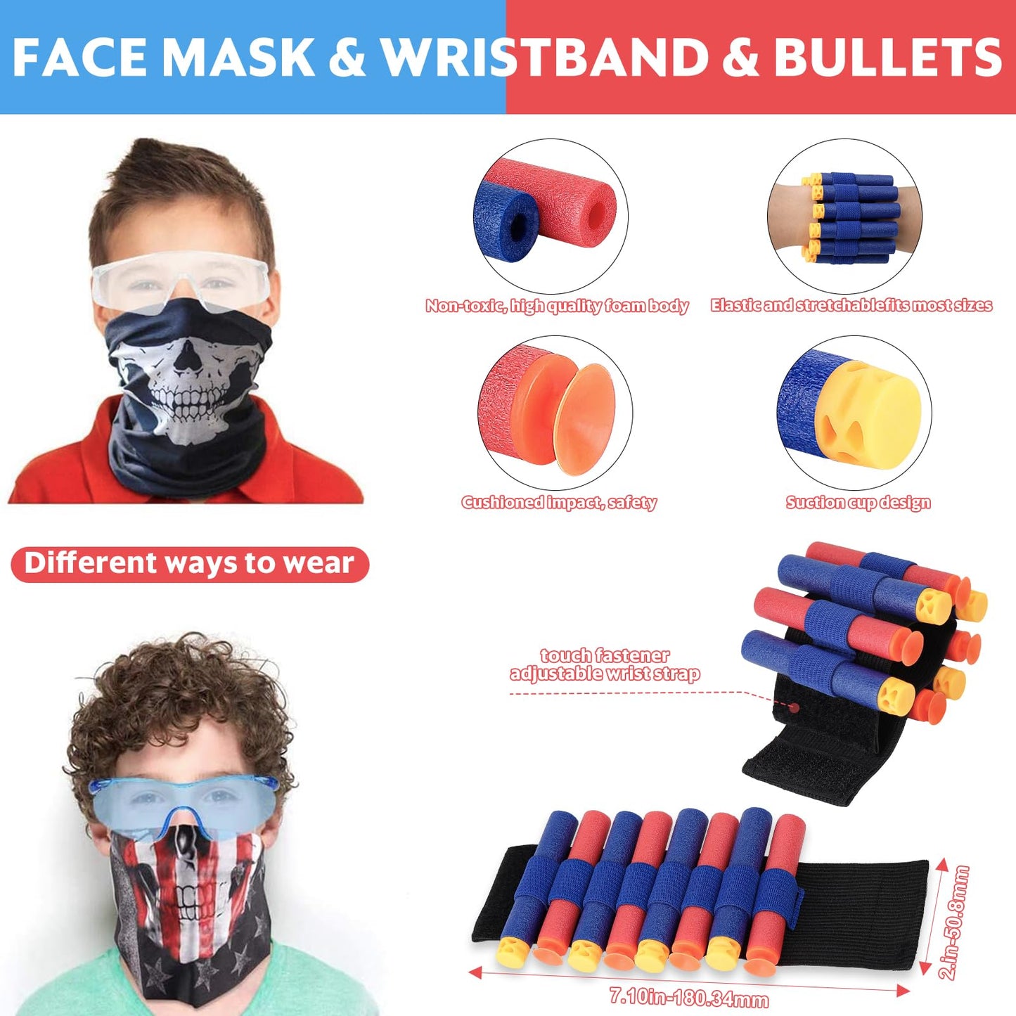 20 Pack Small Gun Set for Birthday Party Supplies with Mini Foam Blaster Fit for Nerf Guns Party,Gun Favors with Toy Gun for Kids 3-7,Bullet Holders,Foam Darts,Face Masks & Safety Glasses