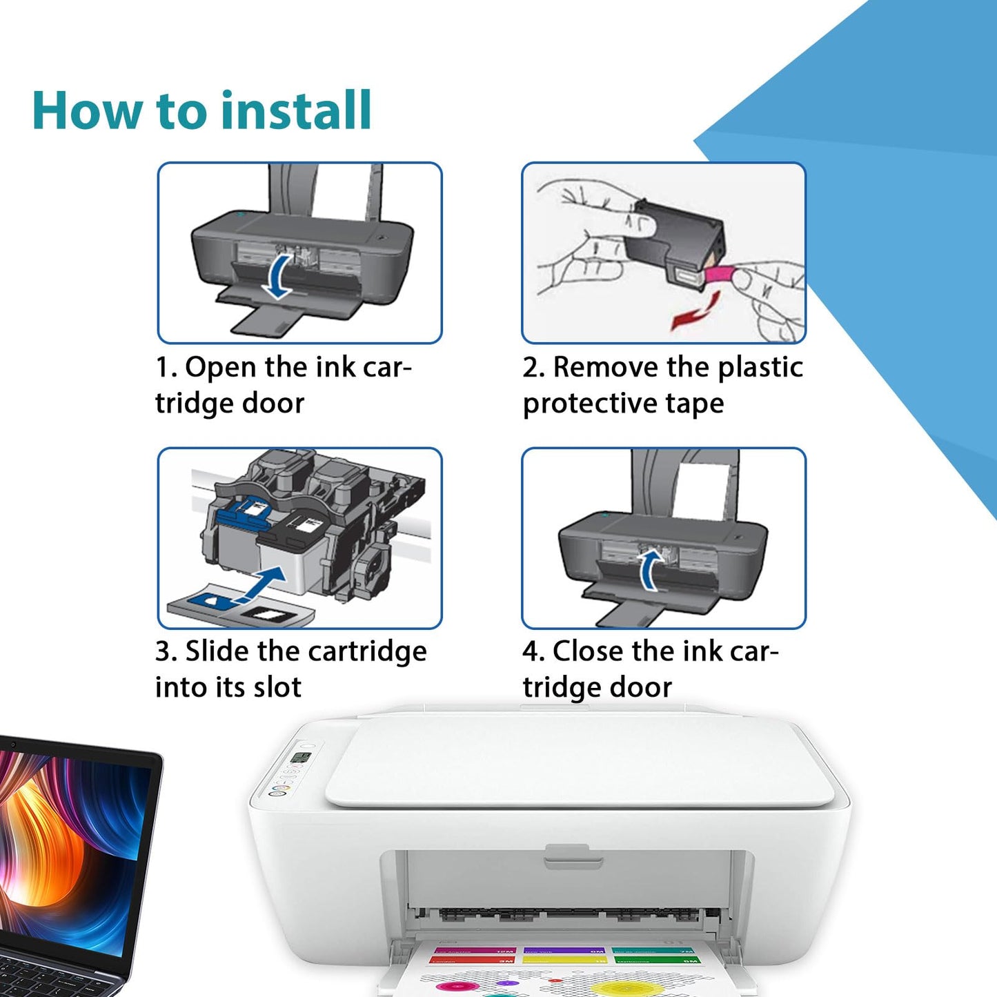 67XL Ink Cartridges Replacement for HP 67 XL Black Color Combo Pack Remanufactured for HP67 HP67XL 2700 2700e 2855e 6400 4100 6458 6455e 2755e 4155e 6000 2752e 6052e 2752 2755 4255e 4100e 4152 6055e