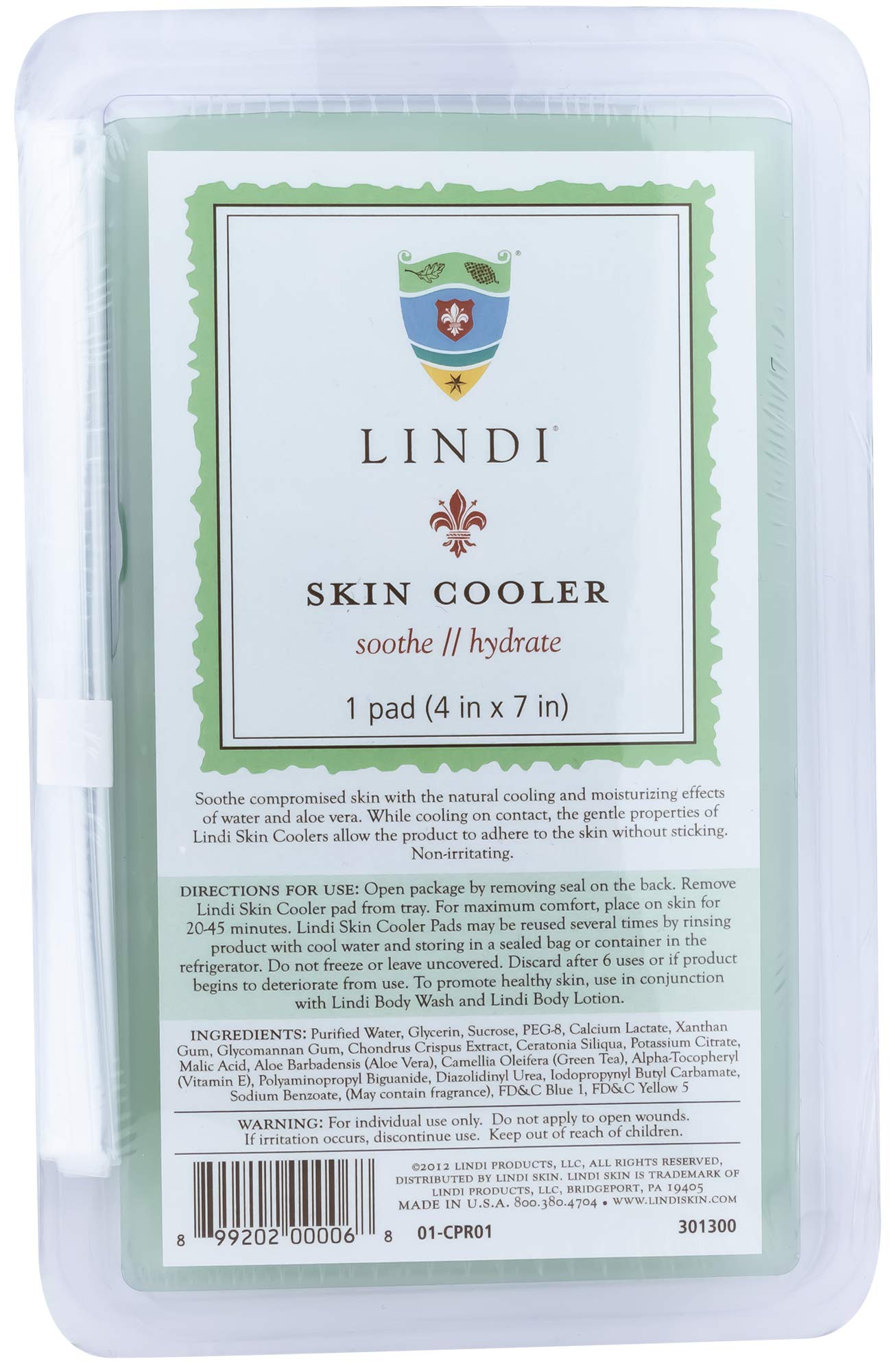 LINDI SKIN Cooler Pad - Cooling Hydro-Gel Formulated To Reduce Redness and Inflammation - Infused with Aloe Vera and Green Tea To Sooth & Relieve Radiation Burns (1 Pack, 4x7 inch)