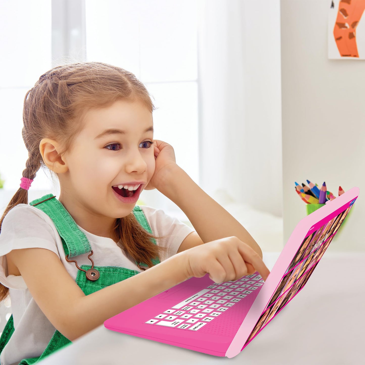 Lexibook, Barbie, Bilingual and Educational Laptop Spanish/English, Toy for Children, 170 Activities to Learn, Play Games and Music, Large Screen, Pink, JC599BBi2