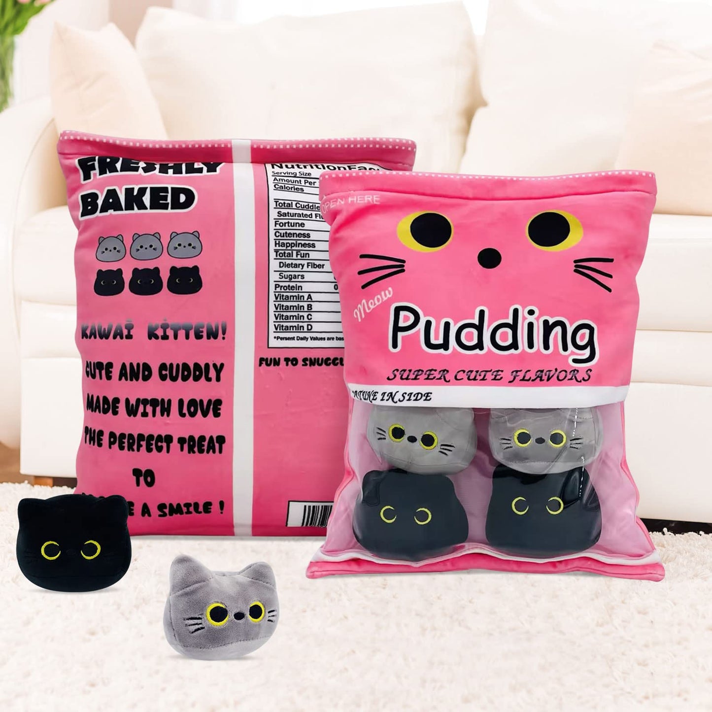 20in Cat Pillow, Cute Cartoon Cat Paw Plush Toy, Soft Animal Plush Pillow, Removable Fluffy Animal Dolls, Stuffed Plush Pillow for Girls Kids, Sofa Chair Decorative Pillow (Green)