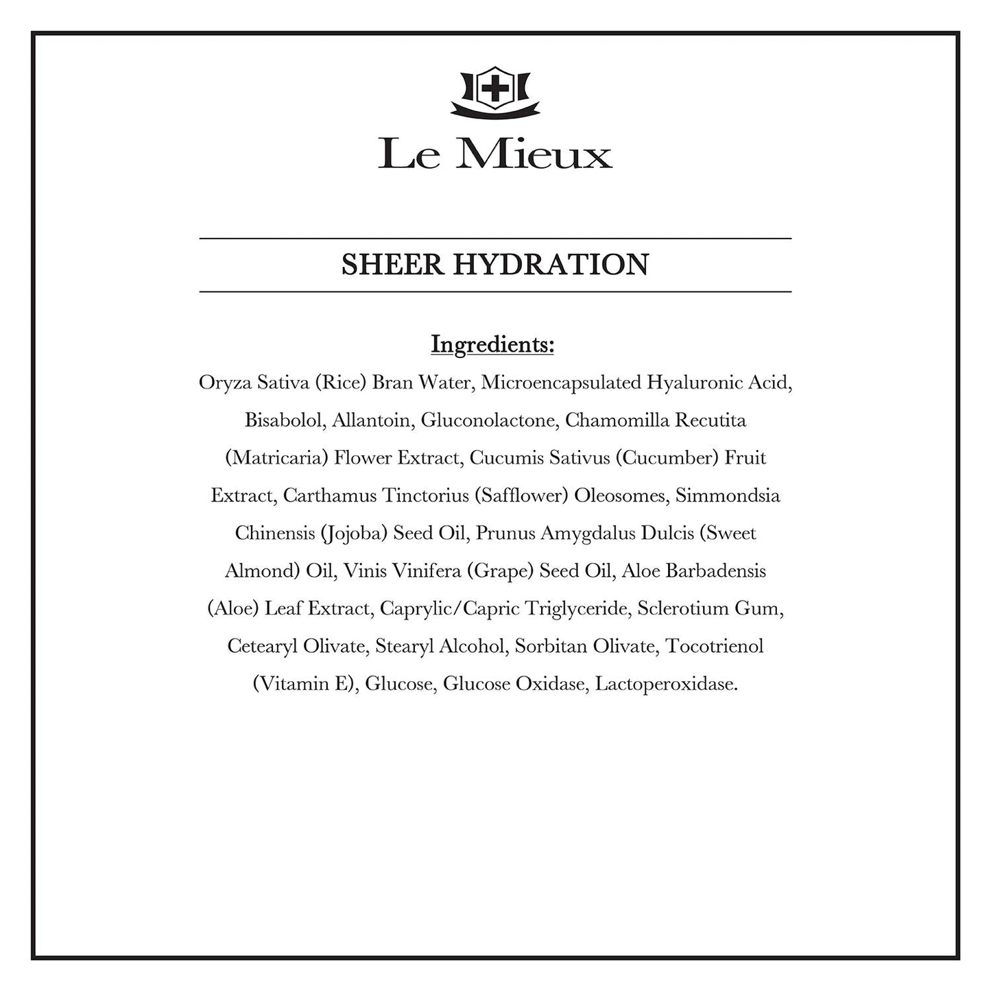 Le Mieux Sheer Hydration - Whipped Gel Cream Face Moisturizer with Micro-Encapsulated Hyaluronic Acid, Lightweight Facial Lotion for Oily & Combination Skin Types (2.5 oz / 75 ml)