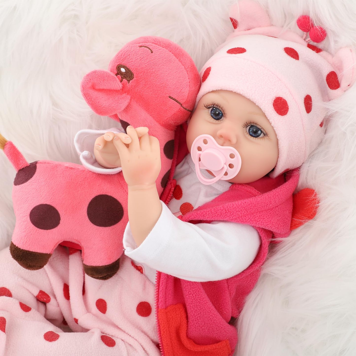 Kdudgso Lifelike Reborn Baby Dolls, 22 Inch Realistic Silicone Baby Doll, Real Life Baby Dolls Handmade Soft Vinyl & Cloth Body with Feeding Kit Toys Gifts Collection, Baby Doll for Toddlers 1-3