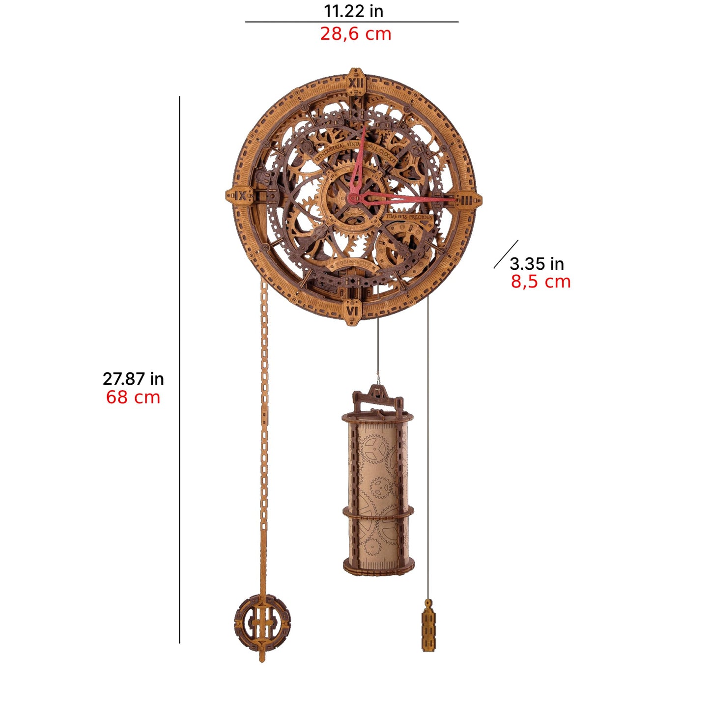 WOODEN.CITY 3D Wooden Puzzles for Adults Crafts - Industrial Vintage Wall Clock Model Kit - Mechanical Clock Building Kit - Engineering Hobbies