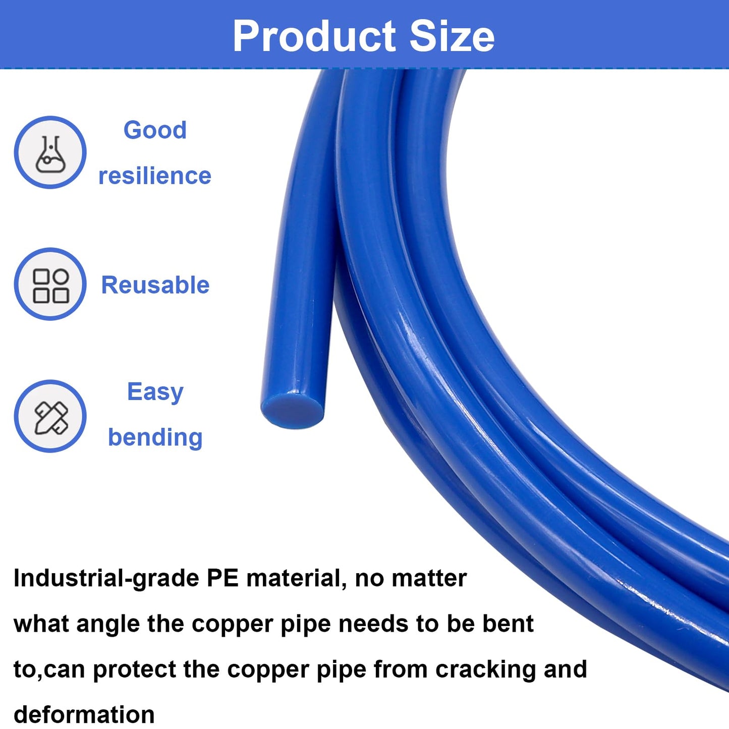 Tnisesm 4Pcs Conditioning Copper Tubing Pipe Extension 4M, 1/4" 1/2" 3/8" 5/8" Built-in Copper Tube Bending Strip Air Conditioning Pipe Bender Kit