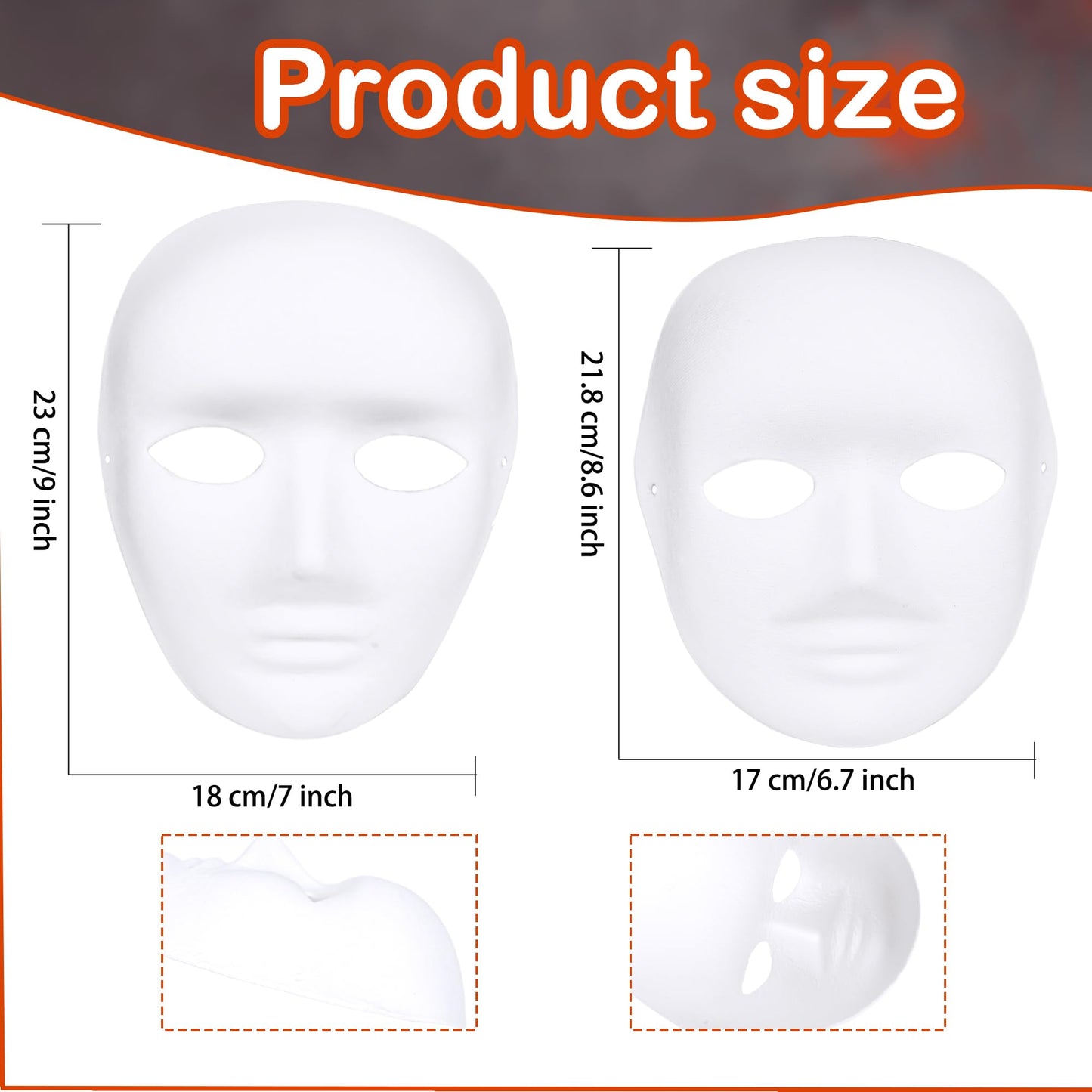 Fahacop 24 Pcs White Paper Mache Masks DIY Full Face Craft Masks Paintable Paper Mask for Halloween Cosplay Masquerade Parties and DIY Craft Activities