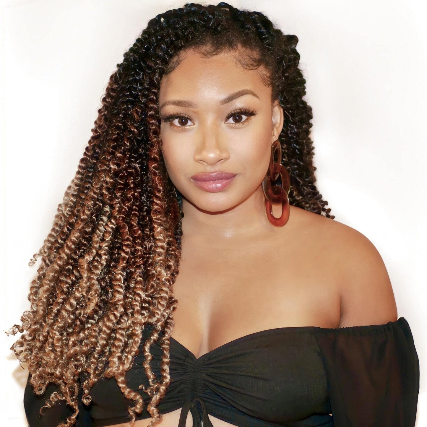 ToyoTress Tiana Passion Twist Hair - 20 Inch 8 Packs Pre-twisted Crochet Braids Ombre Brown Blonde, Long Pre-looped Synthetic Braiding Hair Extensions (20 Inch, OT30/27-8P)