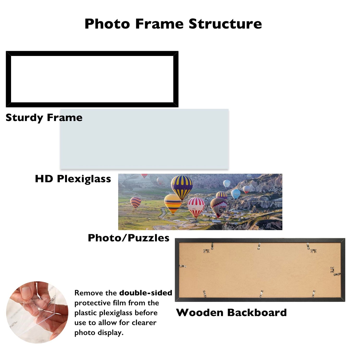 JCJMY 13x39 Picture Frame Black for Puzzles Poster Photo Picture, Horizontal and Vertical Formats for Wall Hanging, 13 x 39 Wall Gallery Poster Photo Puzzles Frame for 13 by 39 Photos Posters, Black