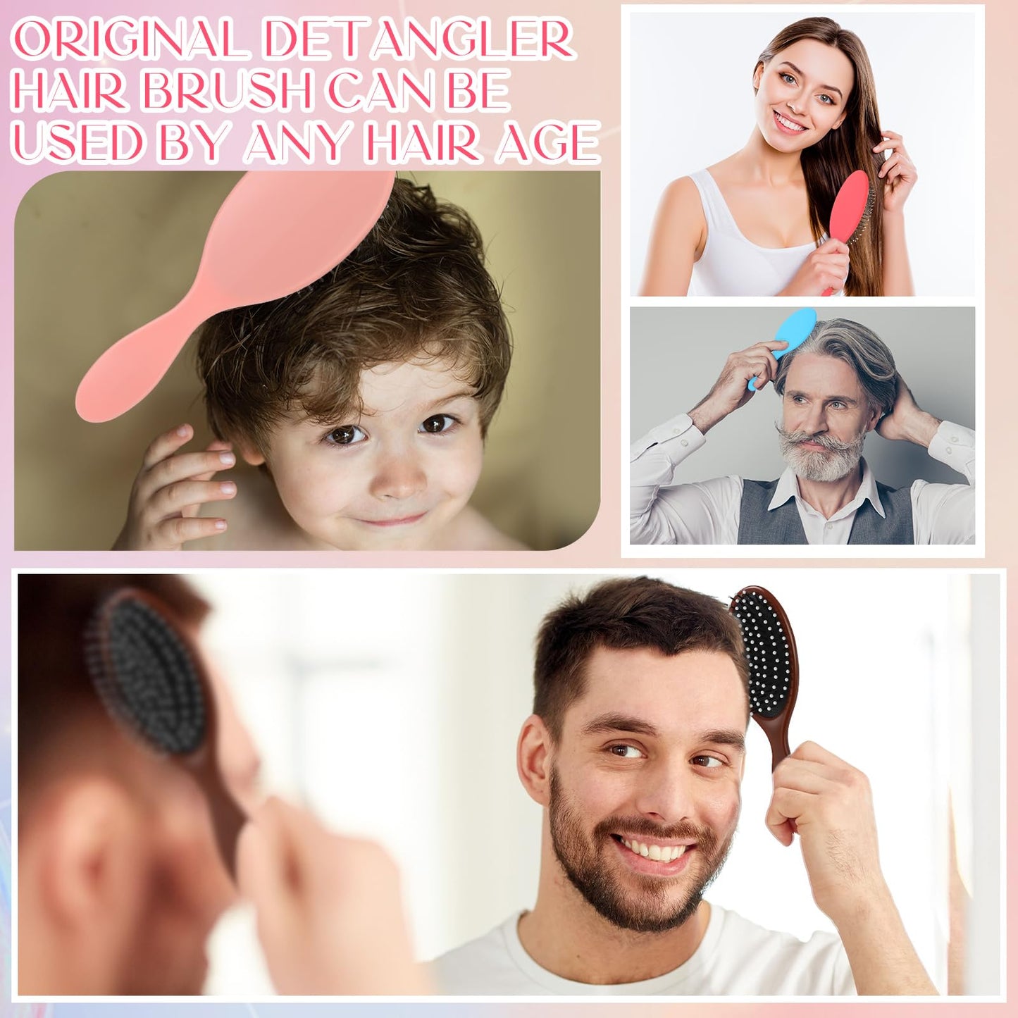 Suclain 30 Pieces Wet Hair Brushes for Women Travel Detangling Brush Soft Bristles with Cushion Base Drying Detangler Small Hair Brushes for Women, 10 Colors