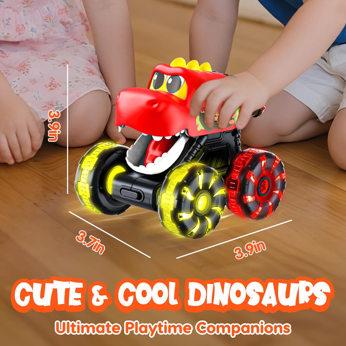 Monster Truck Toys Dinosaur Cars for Toddlers 1-3, Press and Go Cars Truck Toys for 1 2 3 Year Old Boys Girls Gift, Light Up Boy Toy Dinosaur Cars for 1 2 3 One Two Year Old Boy Birthday Gifts (Small)