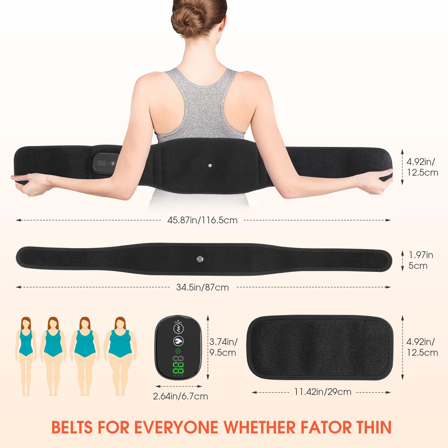 YUANBO Heated Back Massager with 3 Heating & 3 Vibration Modes, Cordless Heating Pad for Back, Heated Back Brace Gifts for Family Men Women