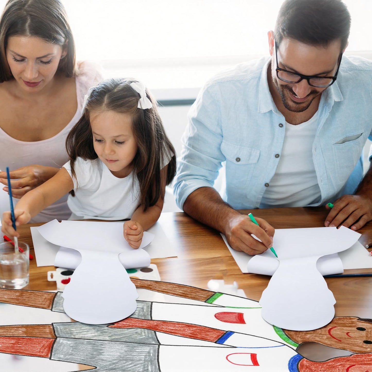 Motipuns 36 Pccs White People Shapes Cutouts 35 x 16 Inch Blank People Cutouts Big Shapes DIY Crafts for Art Party Decor, Family Handicrafts, Collective Creative Activity