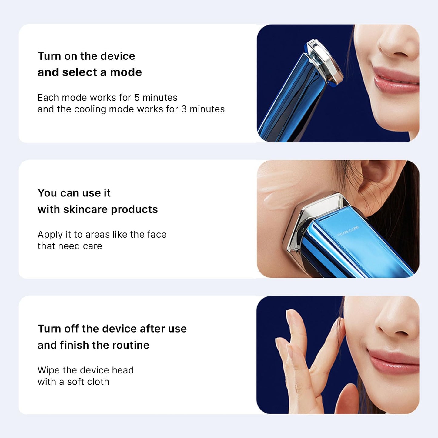 PEARLCARE Multifunctional Hot and Cold Facial Massager Beauty Device - All in One Anti Aging Home Skin Care Tool - Korea Brand