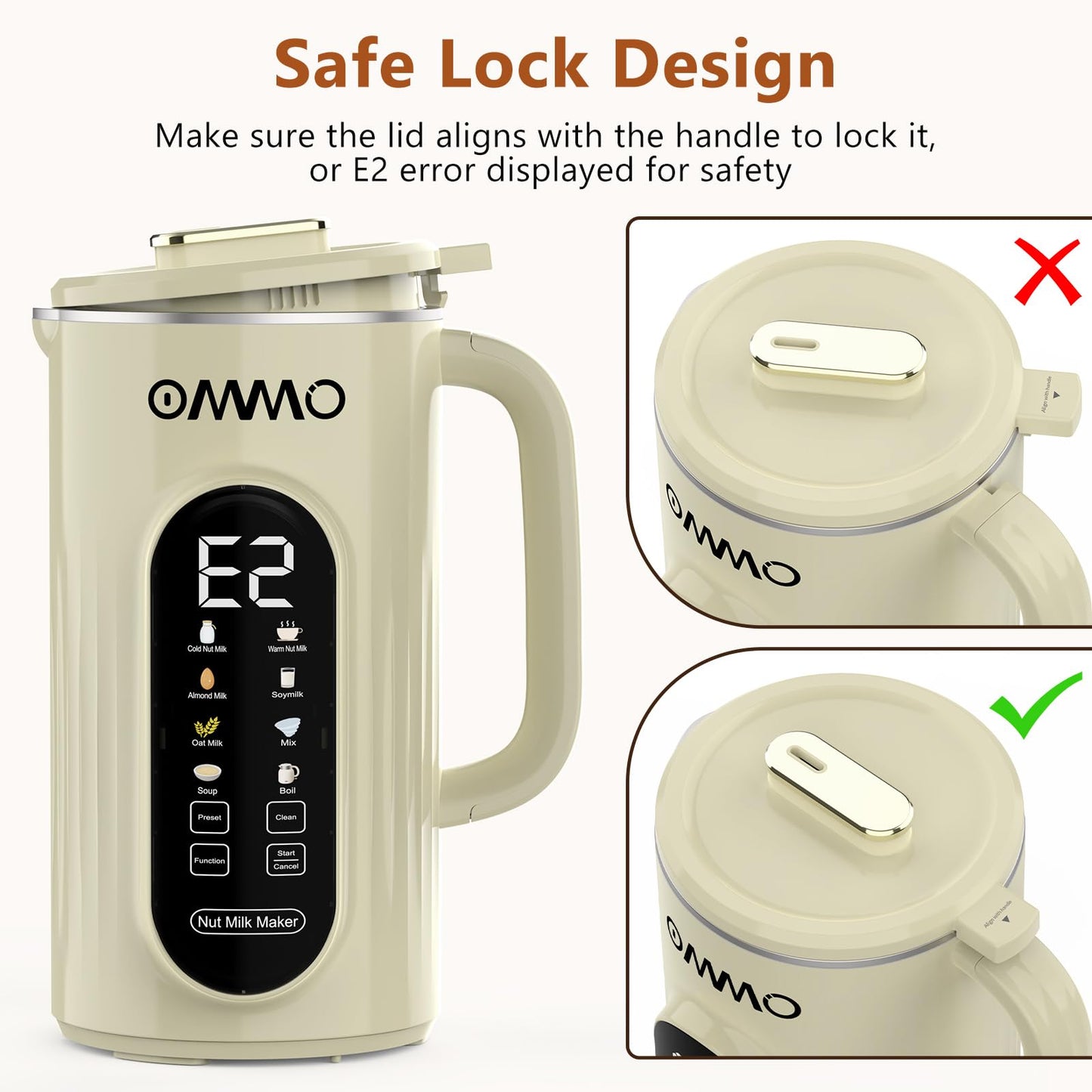 OMMO 10 in 1 Nut Milk Maker Machine Blender, 35oz Soy Milk Maker with Large Screen/10 Blades for Hot/Cold Almond Oat Soybean Milk Maker, 12 Hours Timer/Self-Cleaning, Includes Recipe Book-Accessories