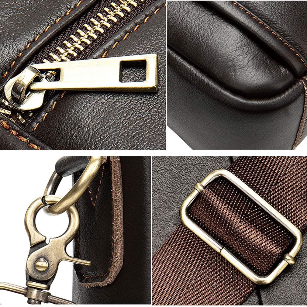 Leather Business Briefcase Messenger Bag Handbag for Men Travel Work Office 14 Inch Computer Crossbody Shoulder Pack Pouch