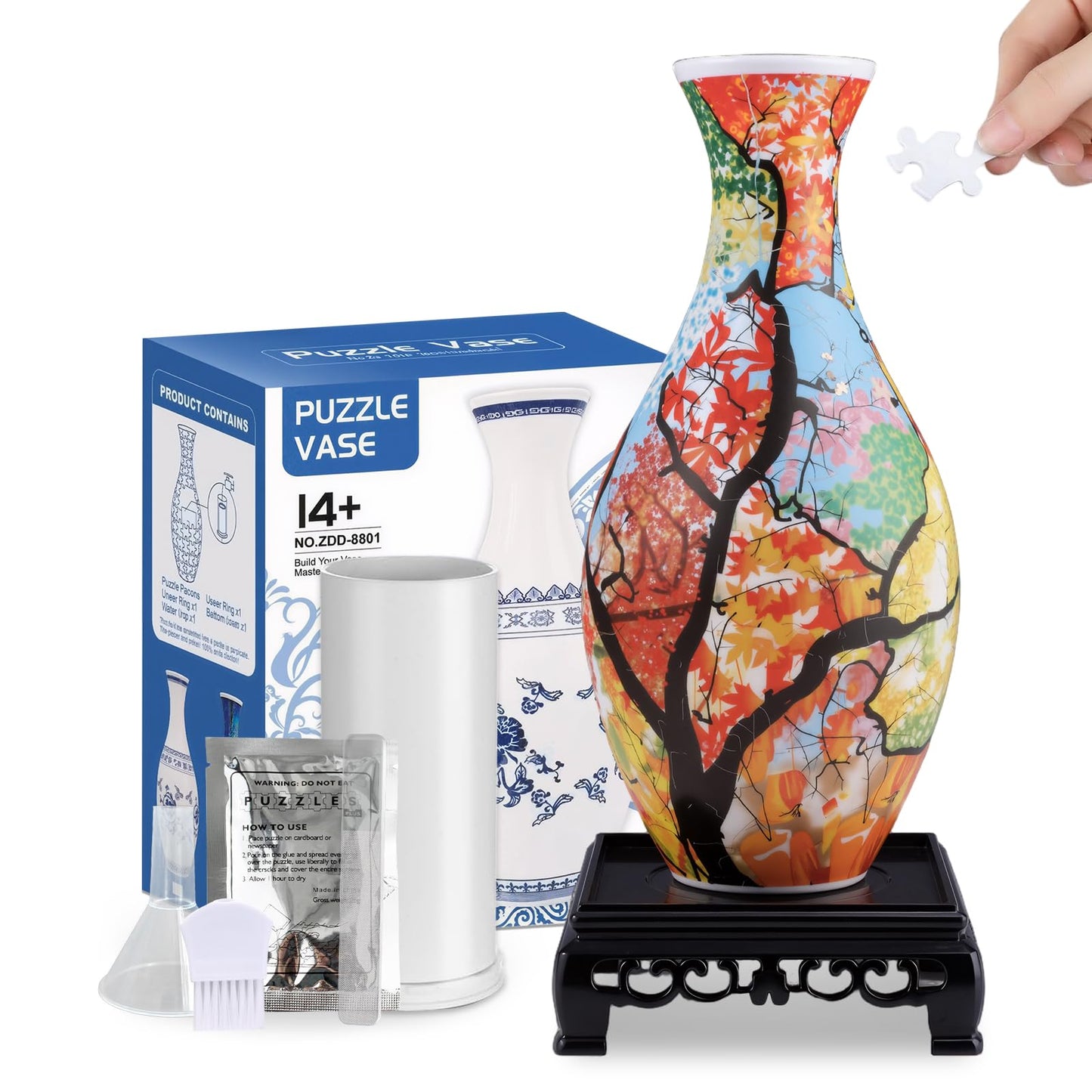 3D Puzzles Vase for Adults, 160 Pieces Curved Plastic Unique Flower Vase Puzzle Crafts for Flower Arrangements and Home Office Decor Gift Birthday Gifts for Women, Mother'Day (Autumn)