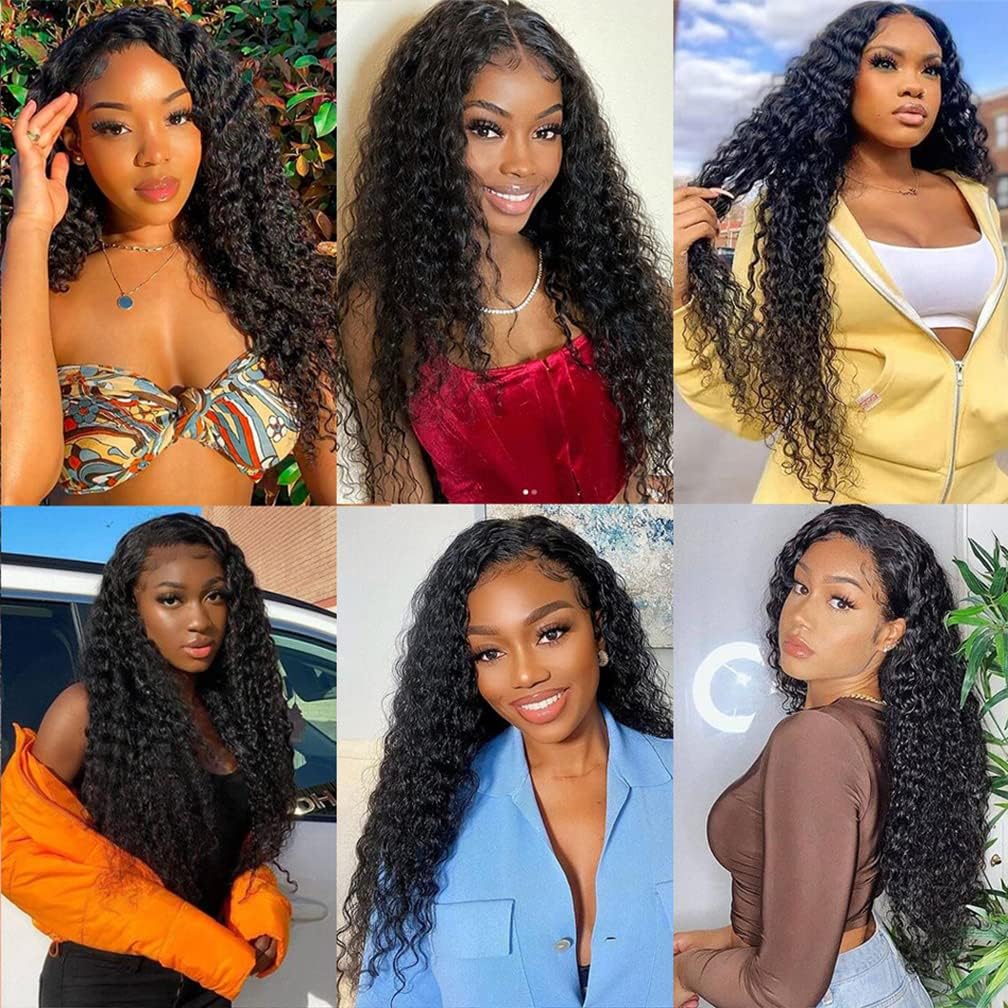 Ladiaryf Curly Weave Bundles Human Hair Brazilian Kinky Curly 3 Bundles Human Hair 300g Bundles 100% Unprocessed Virgin Hair Kinky Culry Bundles Double Weft Hair Bundles Natural Black 14 16 18 Inch