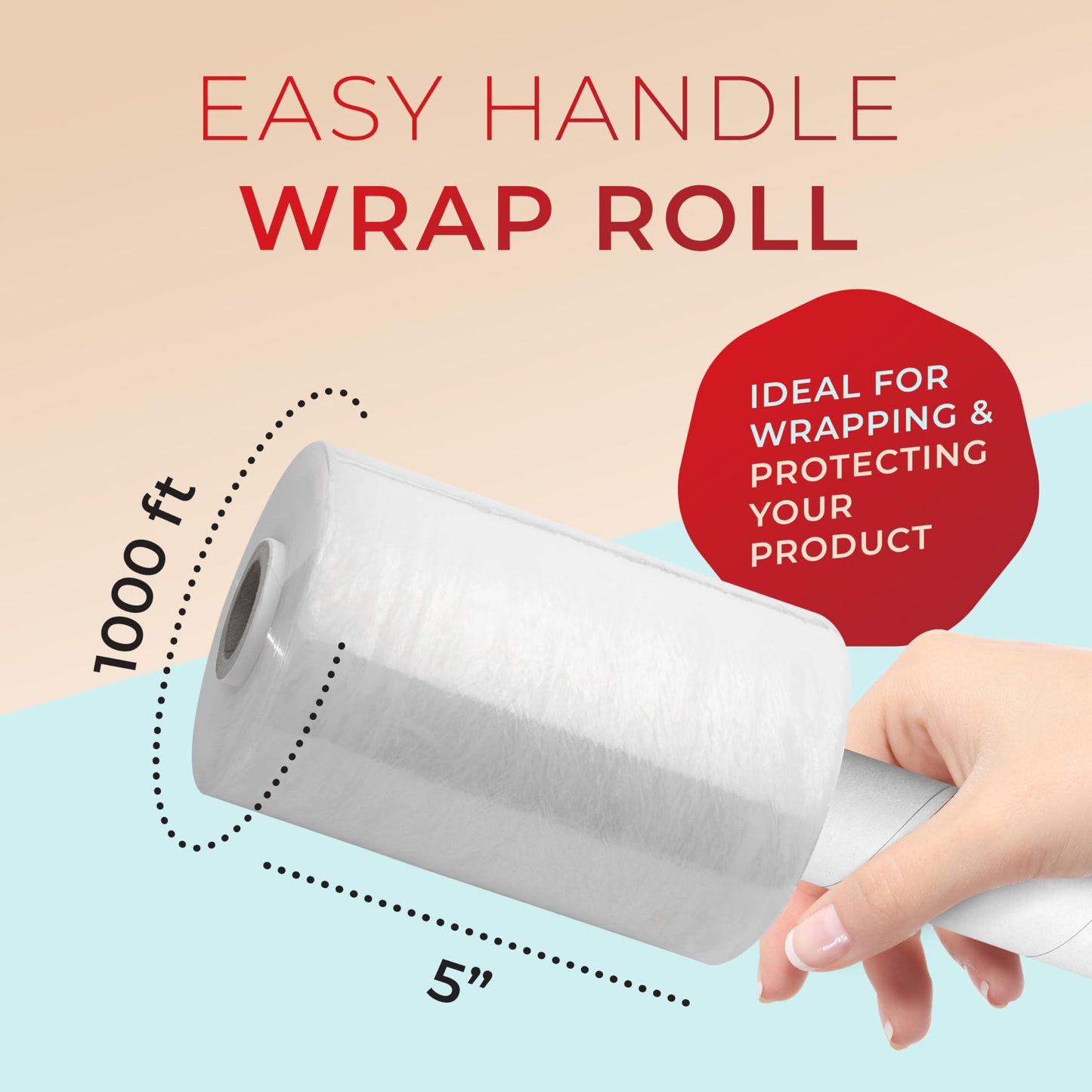 Dallas Packaging Supplies Shrink Wrap Roll for Moving | 80 Gauge 5" x 1000 FT Plastic Wraps for Packing | Clear Stretch Film for Pallets, Furniture, Boxes & Storage Protection - 6 Pack