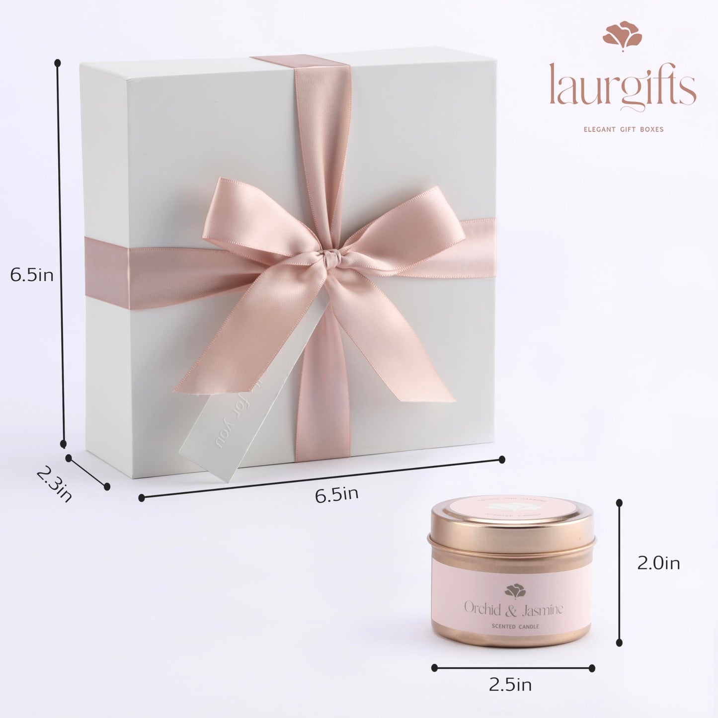 LaurGifts Orchid & Jasmine Spa Gift Set for Women – Luxurious Valentine's Day Spa Gift Baskets for Women – Perfect Birthday Gifts for Women, Gifts for Mom, Wife, Sister, Friend, Bath Gifts for Women