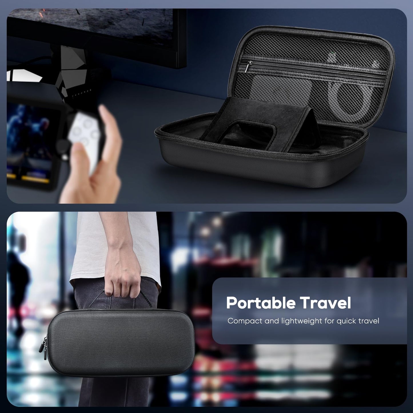 10 in 1 Accessories Kit for Playstation Portal, KOVA Carrying Case & TPU Skin Cover with Kickstand for PS5 Portal Console, Travel Shell with 2* Screen Protector & 4* Thumb Grip for PS Portal Handheld