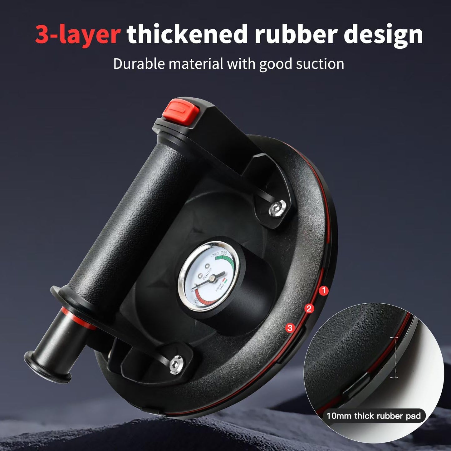 8" Heavy Duty Suction Cups for Glass - 2 Pack with 600 lbs Load Capacity, Heavy Duty Glass Lifter Tool for Window & Tile Lifting