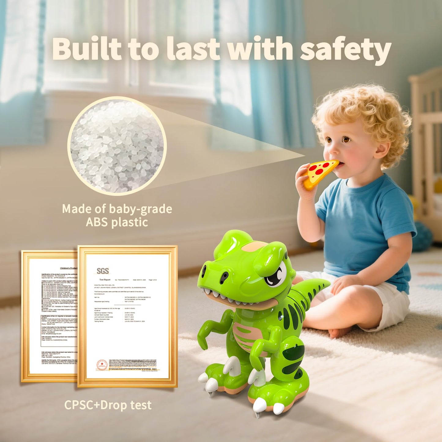 P&C Remote Control Dinosaur Toys for Kids Rechargeable Robot Velociraptor Toy with Spraying,Sound Effects,Dancing,RC Dino for Boy&Girl 3-12 STEM Gifts for Kid