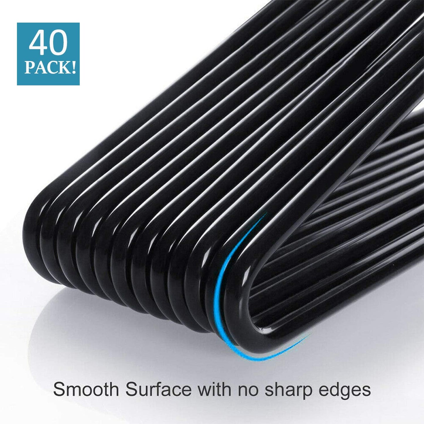 Corodo Metal Pants Hangers Non Slip - 40 Pack Open Ended Jean Hangers - Space Saving Clothes Hanger for Closet, Rubber Coated Short Neck Trouser Hanger