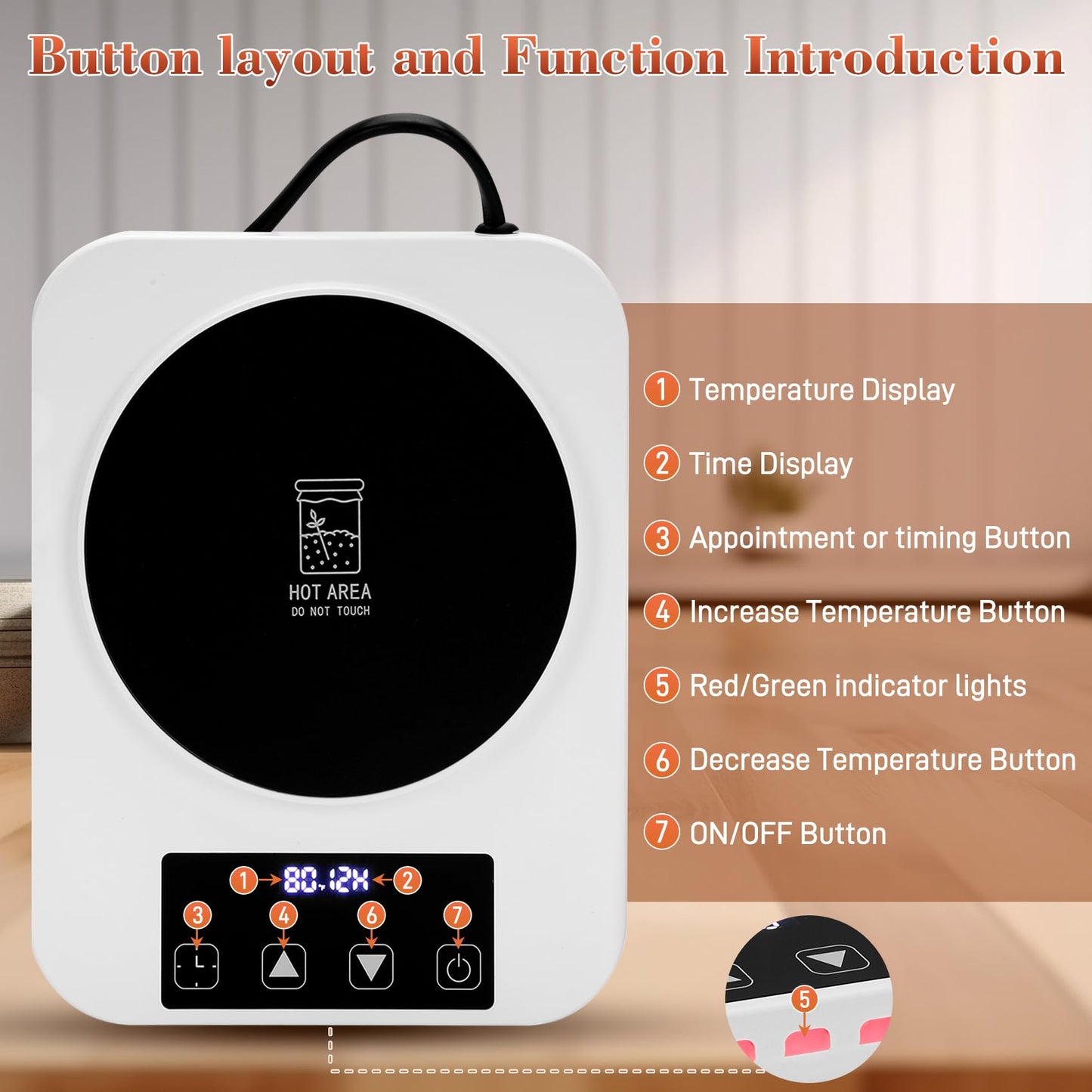 Sourdough Starter Warmer with Glass Dome, Precise 1°F Thermostat Control (70-100°F), Sourdough Warmer and Dome for Home Baking,24h Timer Auto Warming On/Off Sourdough Warming Mat（White）