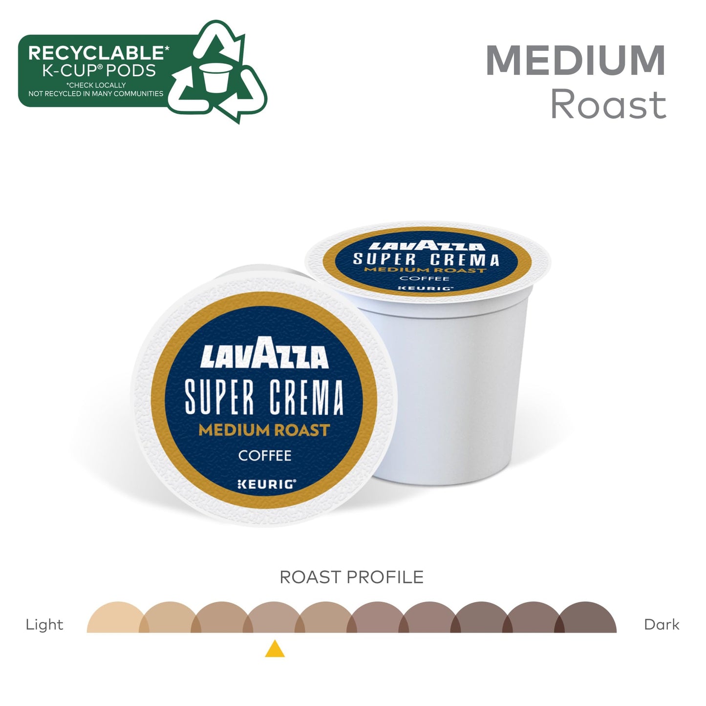 Lavazza Super Crema, Single Serve Keurig K-Cup Pods, Medium Espresso Roast Coffee, 88 Count (4 Packs of 22)
