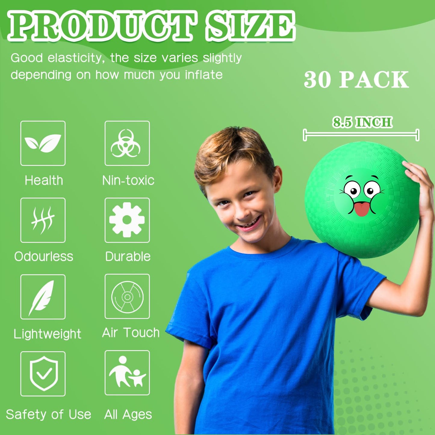 Jerify 30 Pcs 8.5 Inch Dodgeballs Playground Balls Bulk Colorful Emotion Handball Kickball Bouncy Balls for Indoor Outdoor Games Gym Camps Picnic Beach School