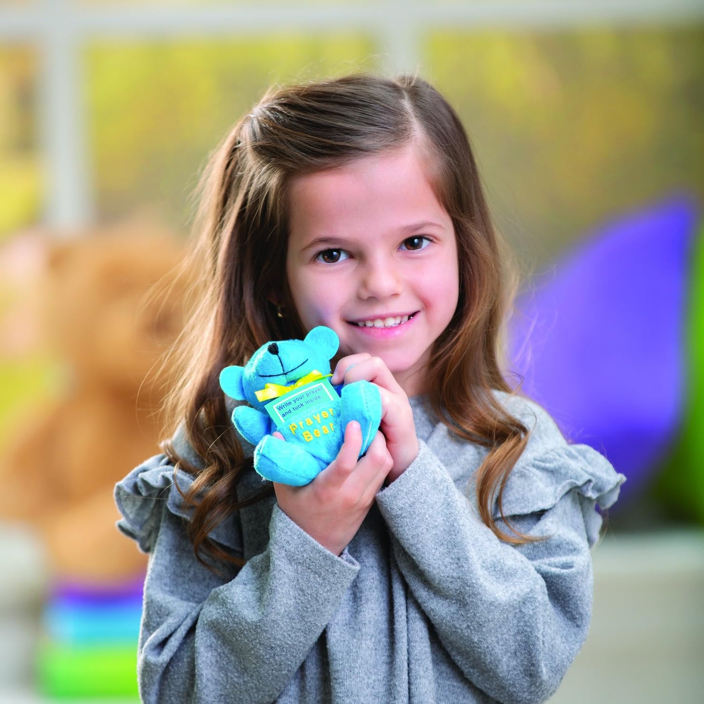 Fun Express Prayer Bear Christian Gifts for Kids - 12 Pack Small Teddy Bears with Prayer Cards | Religious Toys for Sunday School, VBS & Easter Party Favors | Plush Stuffed Animals for Boys & Girls