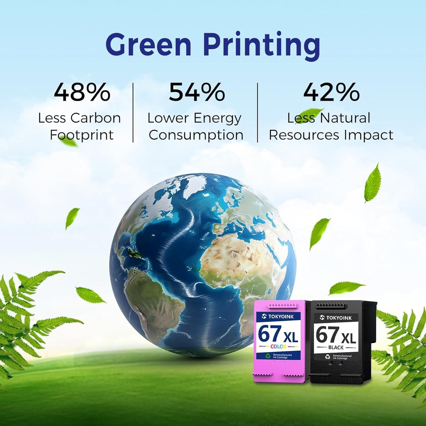 67XL Ink Cartridges Black/Color Combo Pack Compatible for HP Ink 67 XL Ink Cartridge Compatible for DeskJet 4155e 2734e 2700e 2855e 2755e 4100 4255e Compatible for Envy 6055e 6455e 6400 6000 Printer