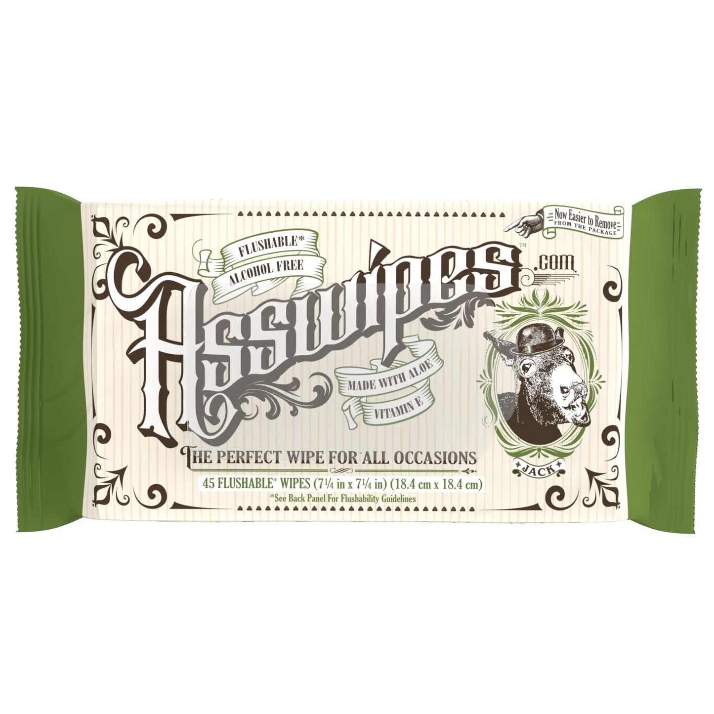 Asswipes Flushable 270 Wipes for Adults Personal Cleansing Body, Bathroom & Butt Wipes for Men, Women with Aloe and Vitamin E - Made without Alcohol or Fragrance (Pack of 6)