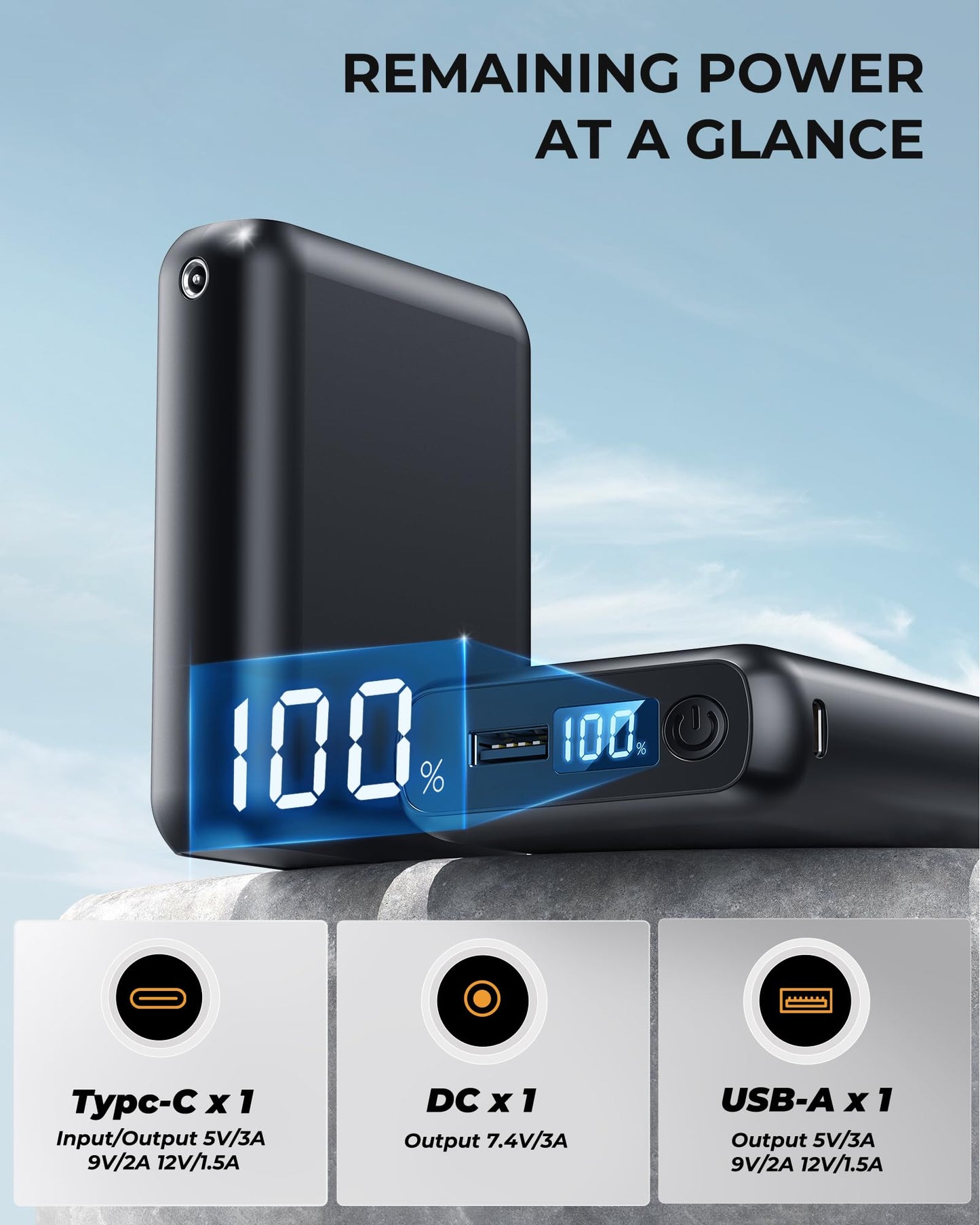7.4V 18400mAh Heated Vest Battery Pack for ORORO, for Venustas, Portable 7.4V Battery Pack for Heated Jacket with 2 Adapter Cables, Power Bank for Heated Vest, Jacket, Pant(No for 5V Heated Device)