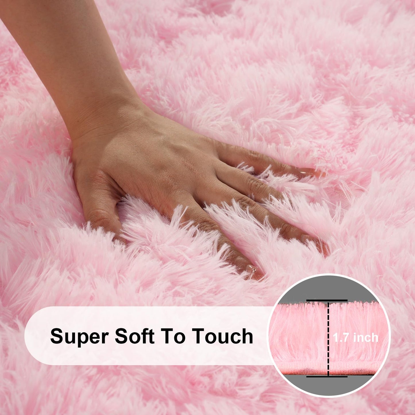 Ehayx 8x10 Area Rugs for Living Room, Large Fluffy Pink Rugs for Bedroom, Fuzzy Shag Soft Non-Slip Carpet for Kids Girls and Boys Nursery Dorm Indoor Room Home Decor (8ft X 10ft, Pink)