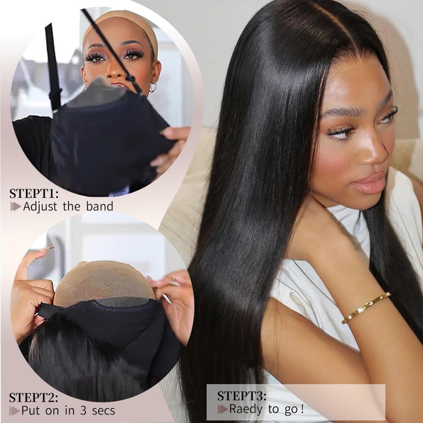 Queen Story Straight HD Lace Front Wigs Human Hair 6x5 Glueless Wigs Human Hair Pre Plucked Pre Cut 200% Density Wear and Go Glueless Wigs Human Hair 100% Remy Human Hair Wigs (20 Inch)