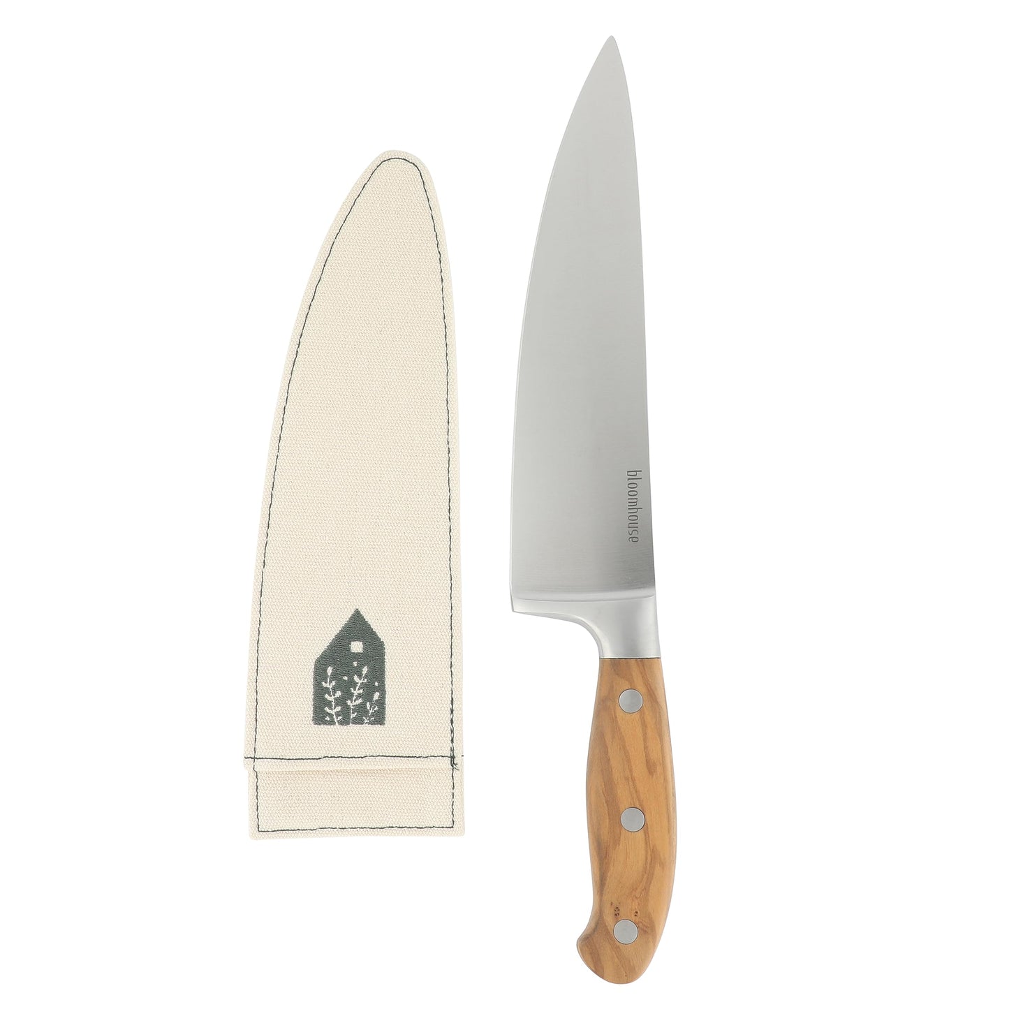 Bloomhouse - Two Time Oprah's Favorite Things Winner - 8-Inch Chef's Knife – German Stainless Steel Blade with Forged Italian Olive Wood Handle, Full Tang Kitchen Knife for Slicing, Dicing & Chopping