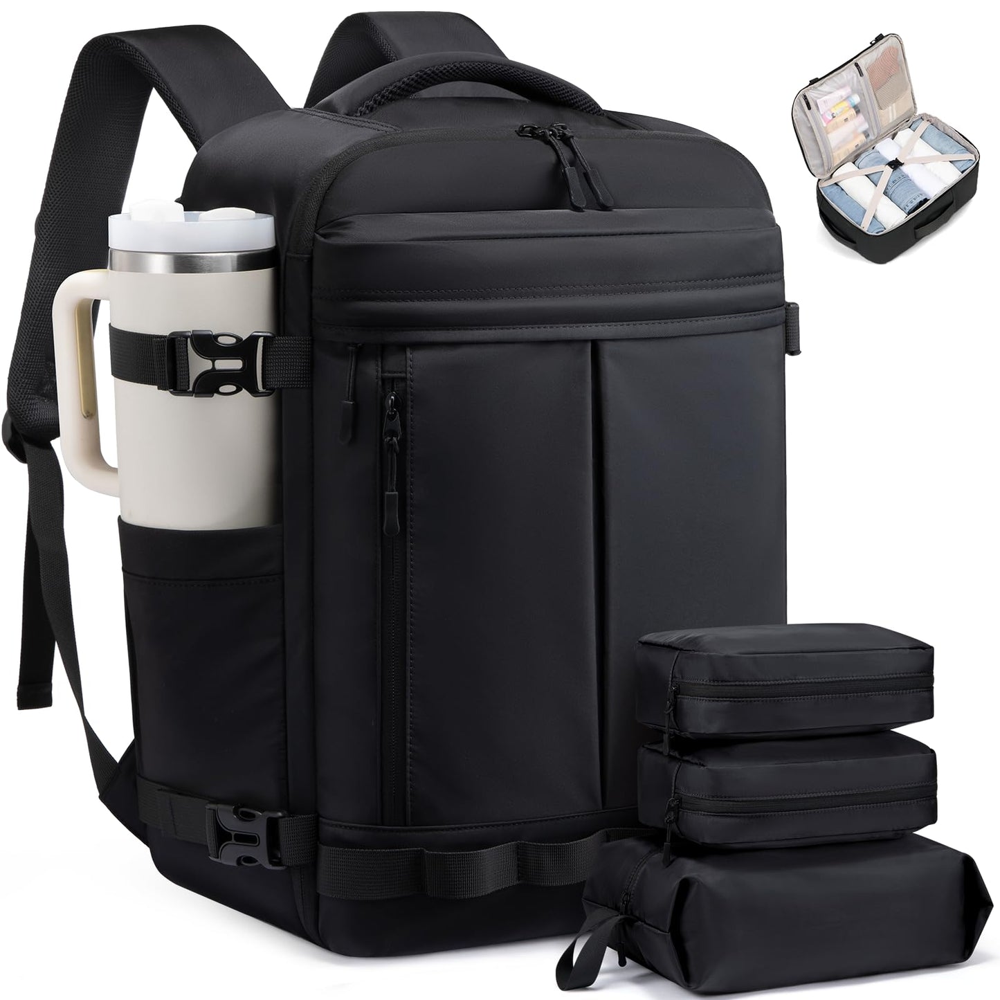 LOVEVOOK 40L Travel Backpack for Women Men, Airline Approved Carry On Luggage with 3 Cubes Accessories, TSA Personal Item Travel Cruise Essentials, Waterproof Weekender Overnight Bags fits 17" Laptop