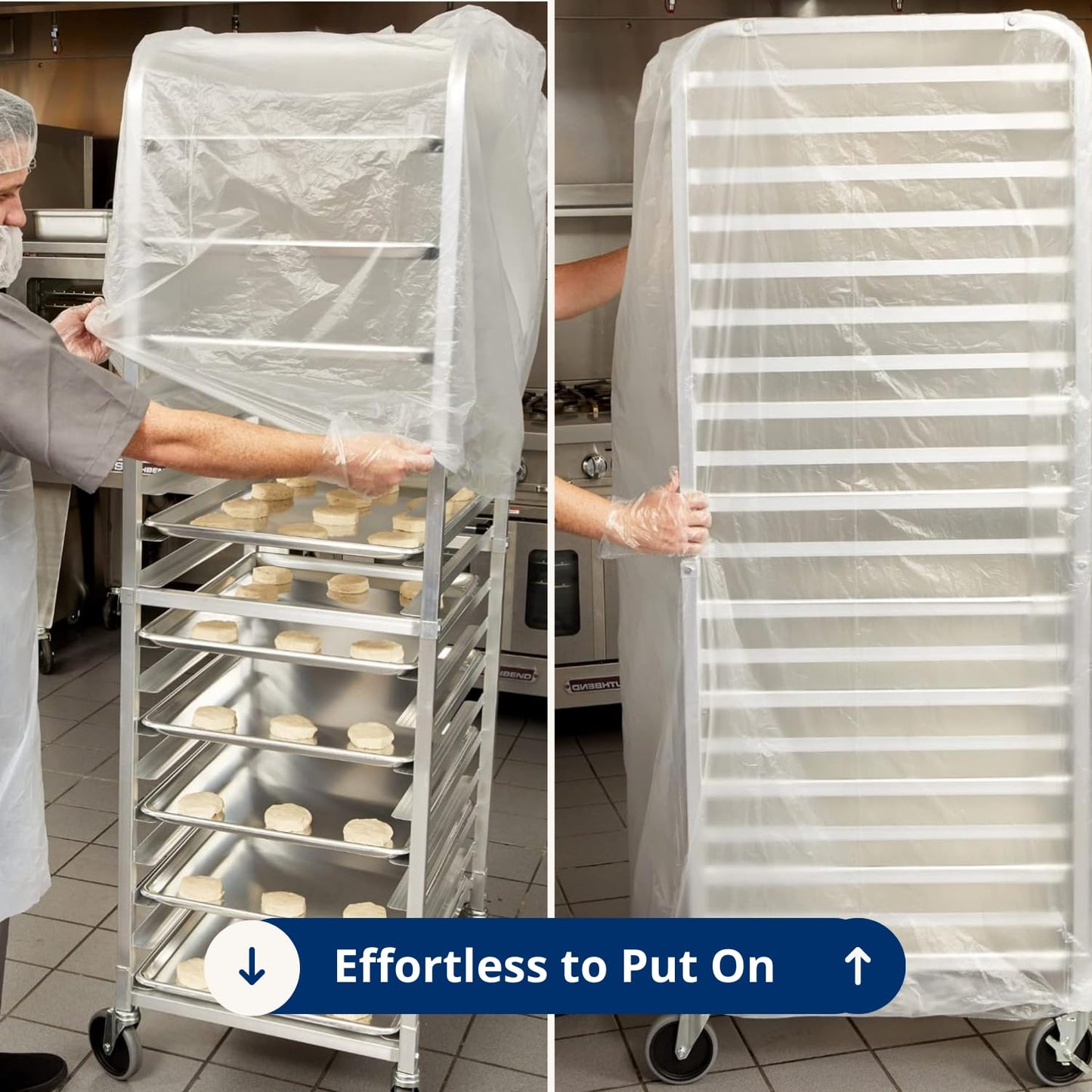 FSE Disposable Commercial Grade Sheet Pan/Bun Pan Rack Covers, 20.25" W x 26" D x 69" H, Clear, 50 Count